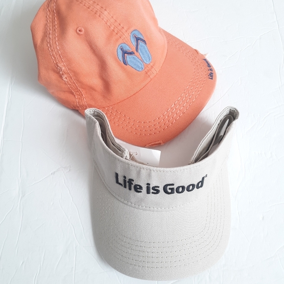 Life is good Hat Visor Lot Set of 2 - Picture 1 of 7